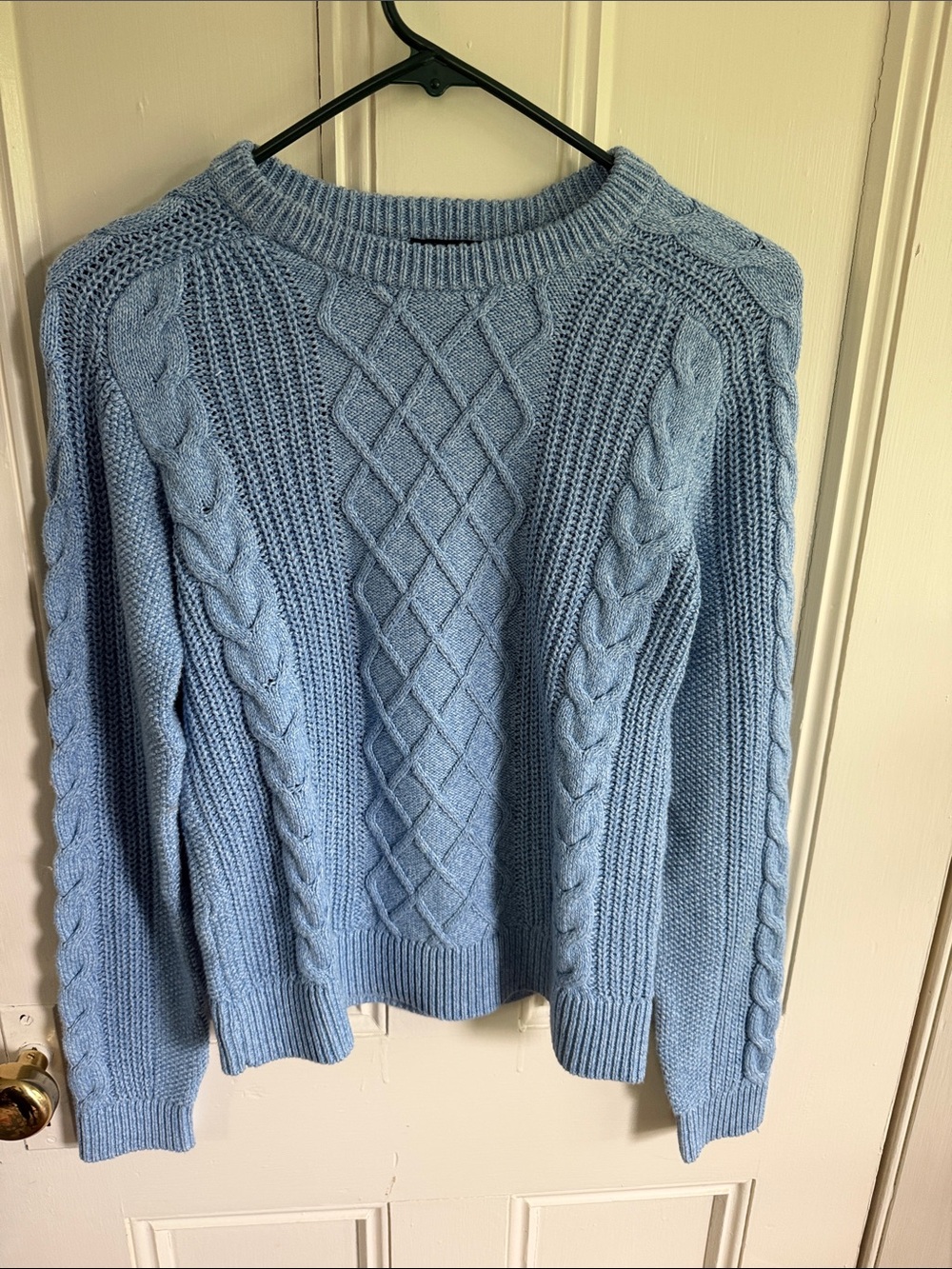 Talbots Light Blue Cable Knit Crewneck Sweater